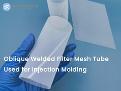 Filtro de tubos de malha de nylon PET PP soldado oblicuo utilizado para moldagem por injecção, costura de sobreposição